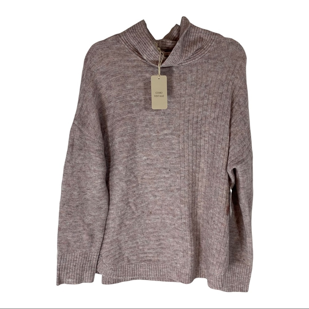 Como Vintage Nordstrom Cow Neck Sweater Size Large Women's Gray Pink.‎ 
4205